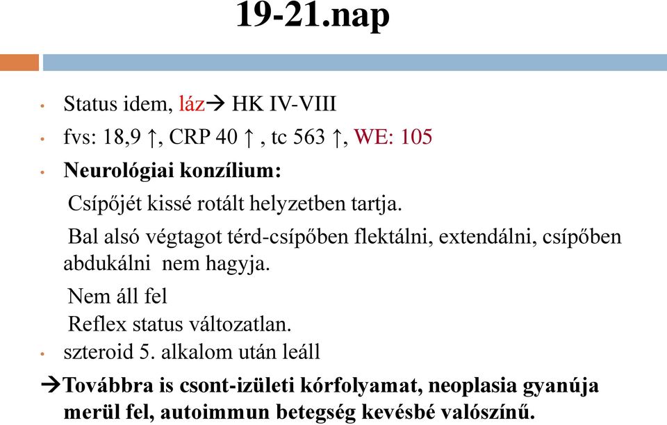 kissé rotált helyzetben tartja.