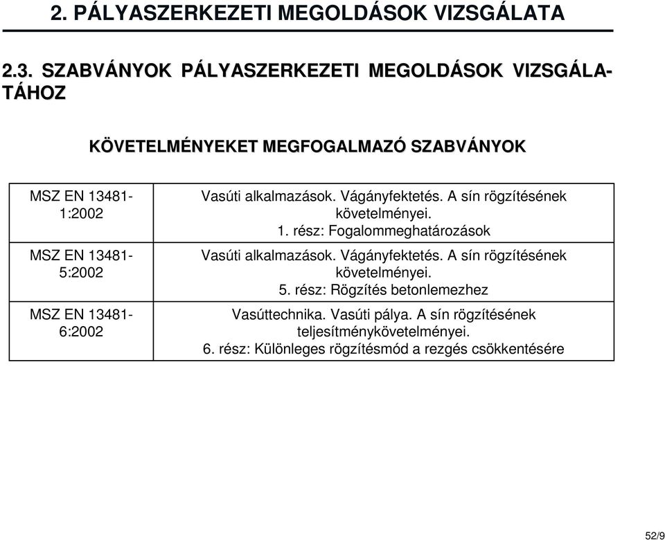 13481-5:2002 MSZ EN 13481-6:2002 Vasúti alkalmazások. Vágányfektetés. A sín rögzítésének követelményei. 1. rész: Fogalommeghatározások Vasúti alkalmazások.