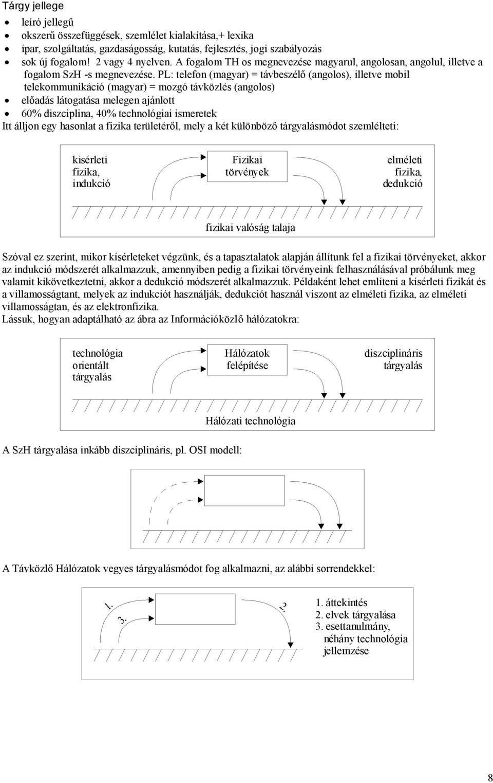 PL: telefon (magyar) = távbeszélő (angolos), illetve mobil telekommunikáció (magyar) = mozgó távközlés (angolos) előadás látogatása melegen ajánlott 60% diszciplina, 40% technológiai ismeretek Itt