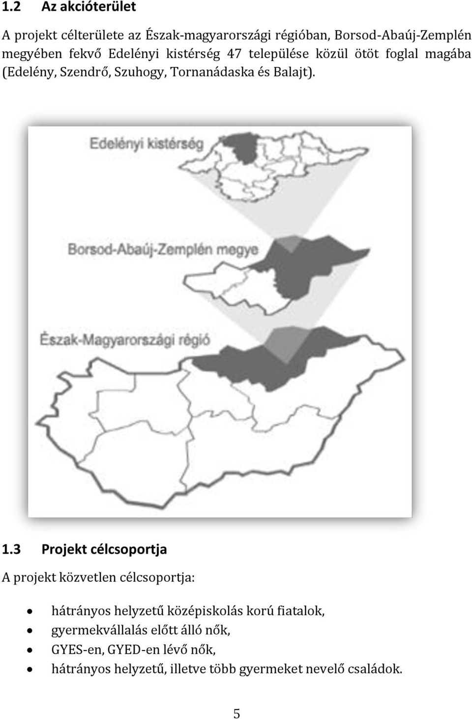 1.3 Projekt célcsoportja A projekt közvetlen célcsoportja: hátrányos helyzetű középiskolás korú fiatalok,