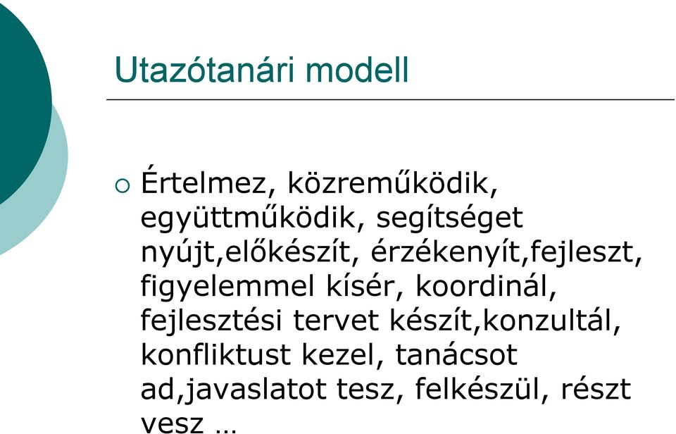 kísér, koordinál, fejlesztési tervet készít,konzultál,