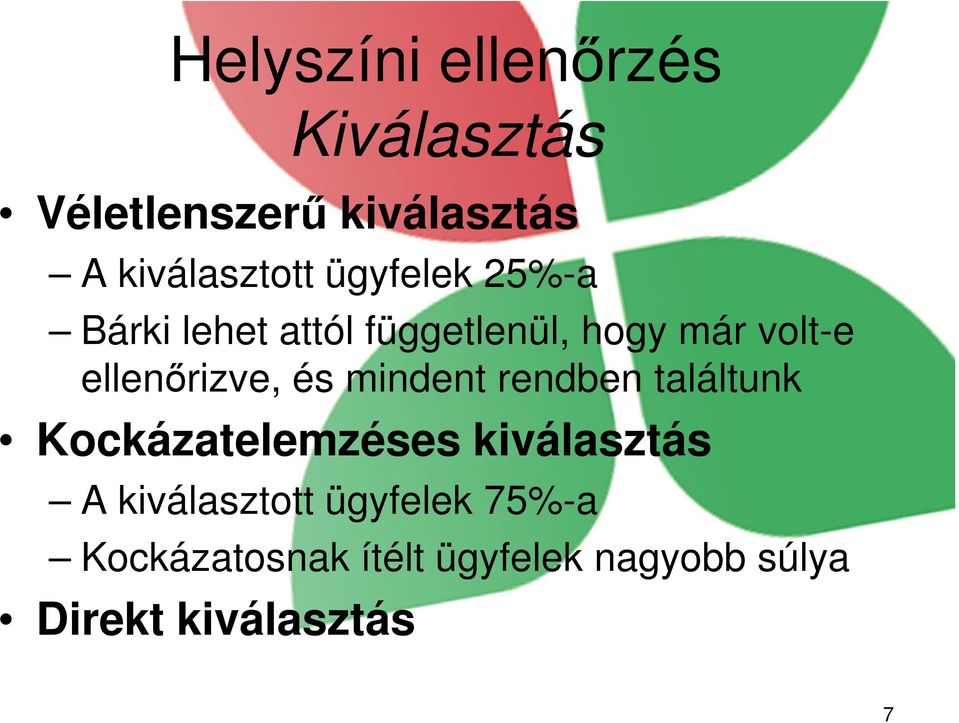 és mindent rendben találtunk Kockázatelemzéses kiválasztás A kiválasztott