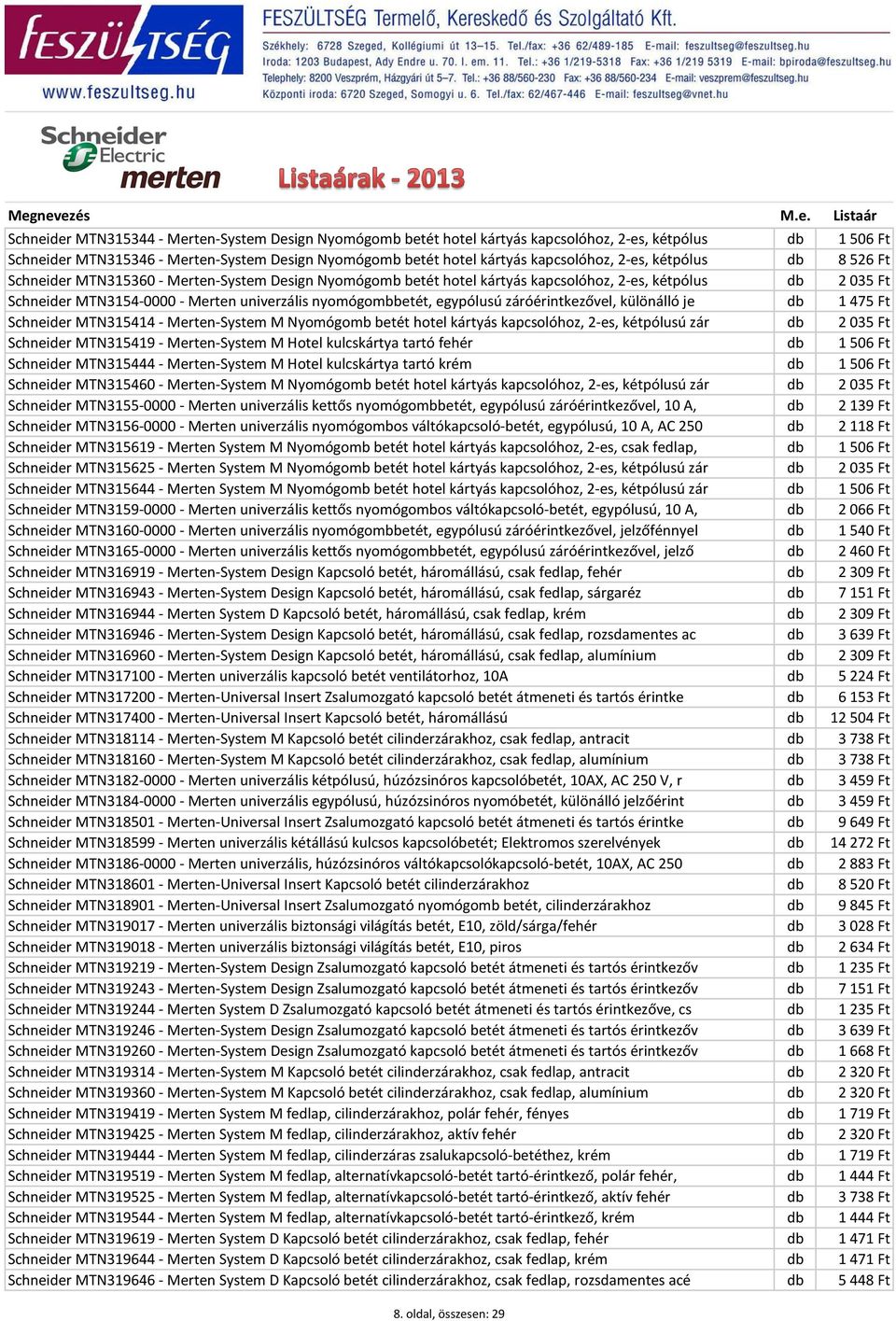 egypólusú záróérintkezővel, különálló je db 1 475 Ft Schneider MTN315414 - Merten-System M Nyomógomb betét hotel kártyás kapcsolóhoz, 2-es, kétpólusú zár db 2 035 Ft Schneider MTN315419 -