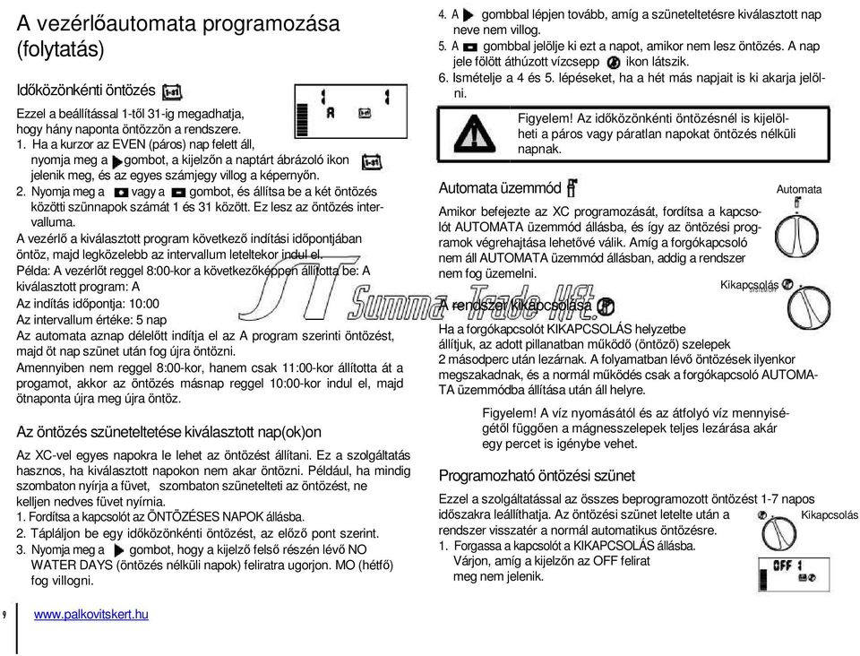 Ha a kurzor az EVEN (páros) nap felett áll, nyomja meg a gombot, a kijelzőn a naptárt ábrázoló ikon jelenik meg, és az egyes számjegy villog a képernyőn. 2.