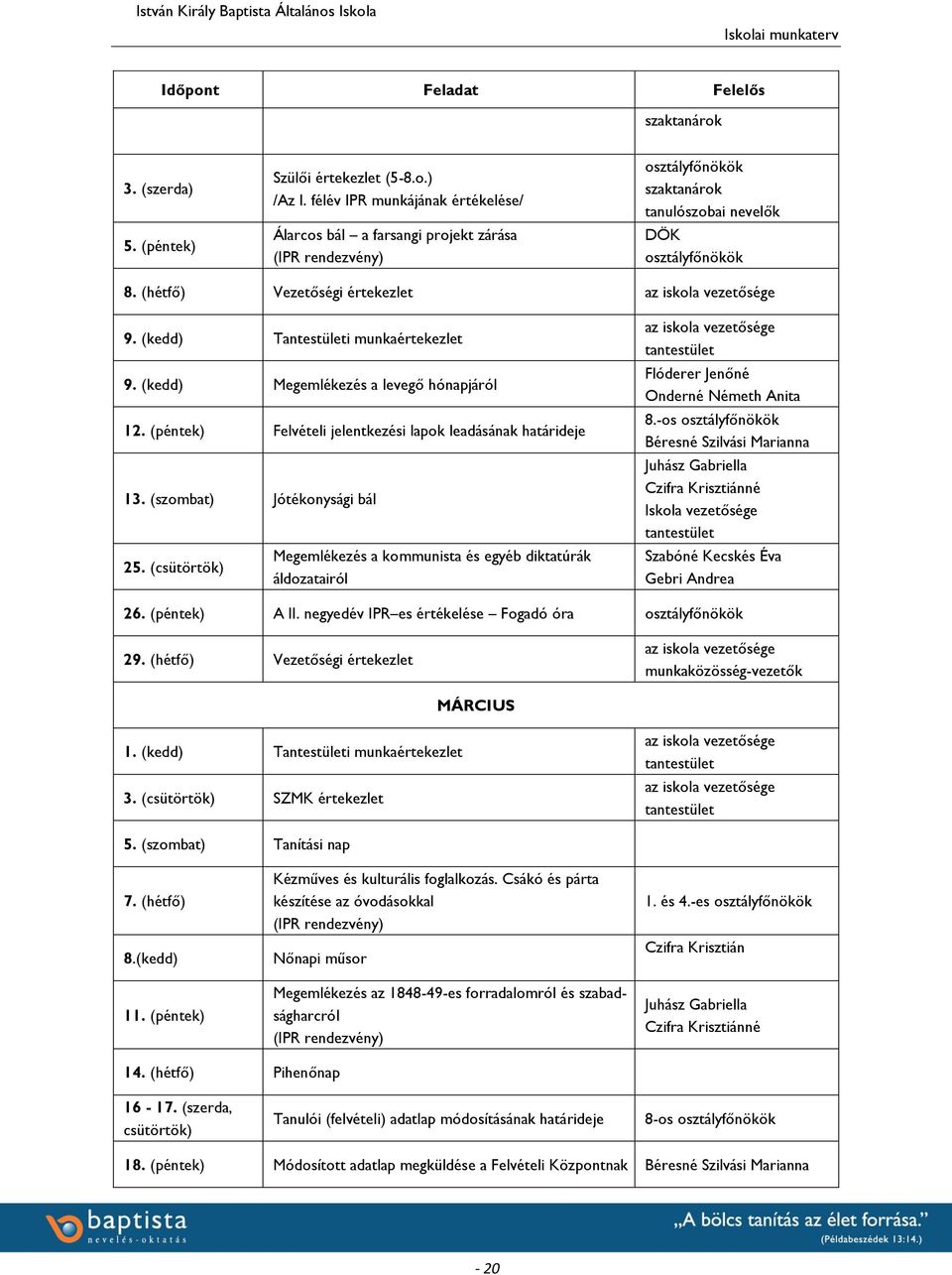 (szombat) Jótékonysági bál 25. (csütörtök) Megemlékezés a kommunista és egyéb diktatúrák áldozatairól Flóderer Jenőné Onderné Németh Anita 8.