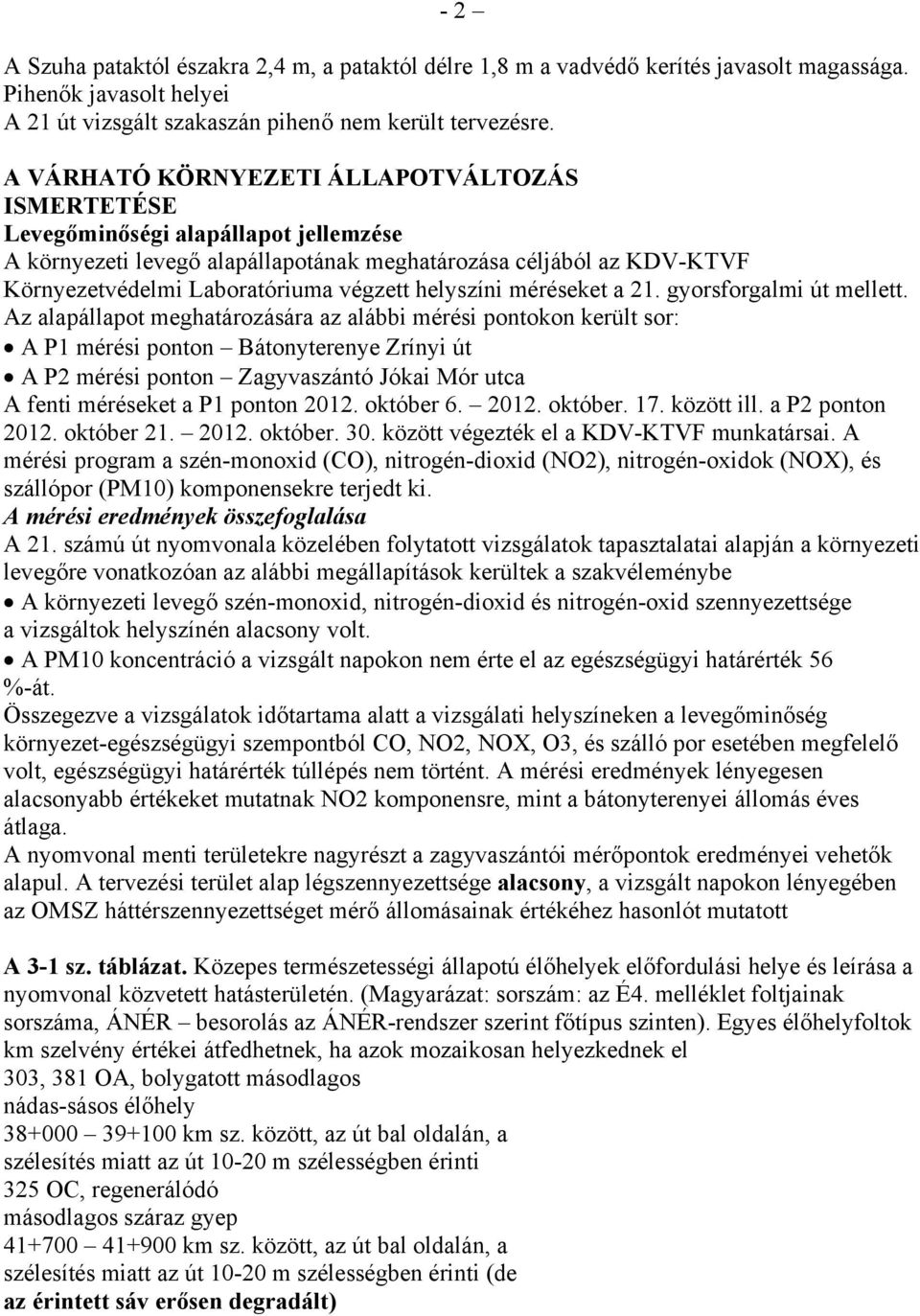 helyszíni méréseket a 21. gyorsforgalmi út mellett.