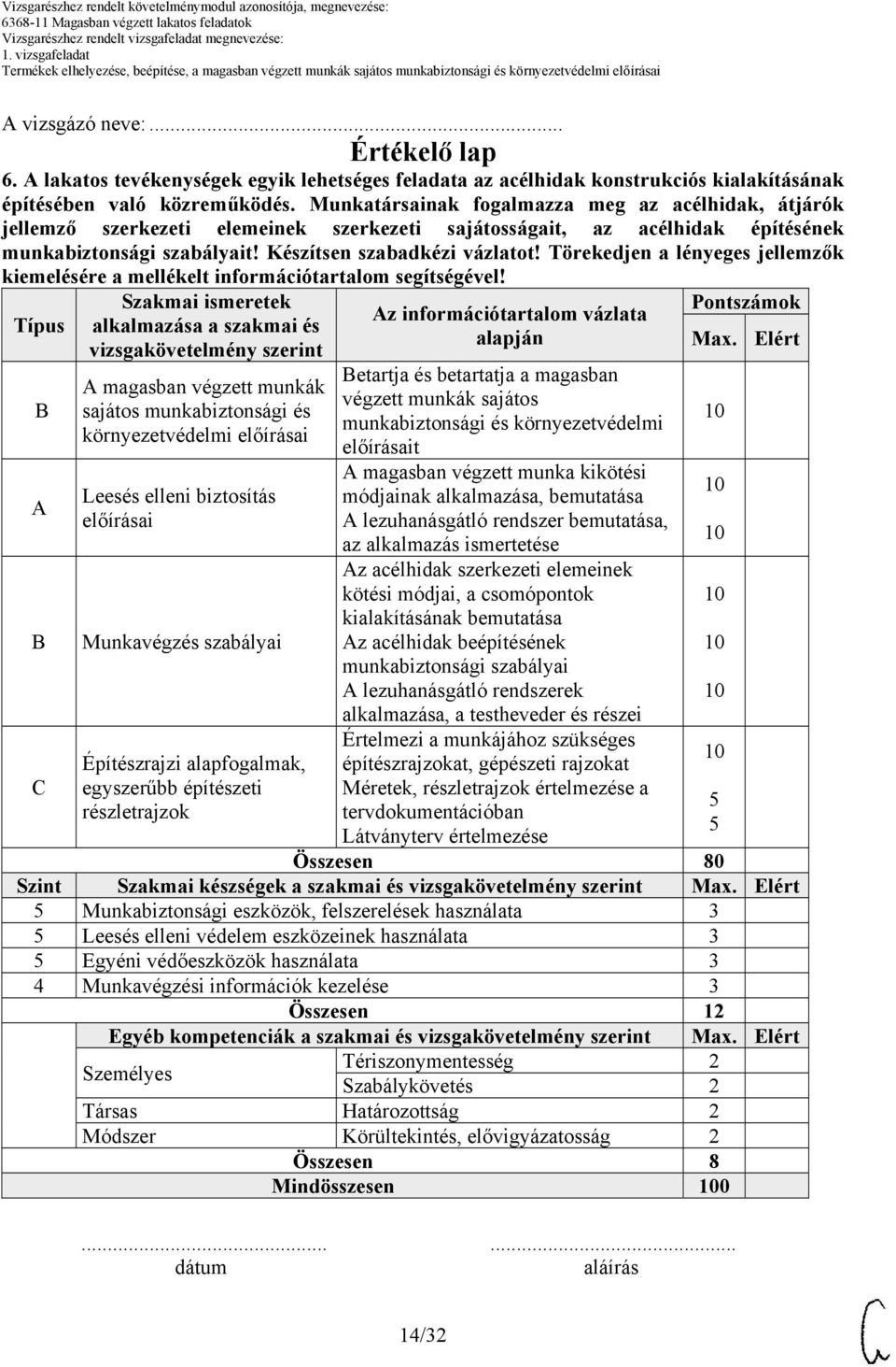 Törekedjen a lényeges jellemzők kiemelésére a mellékelt információtartalom segítségével!