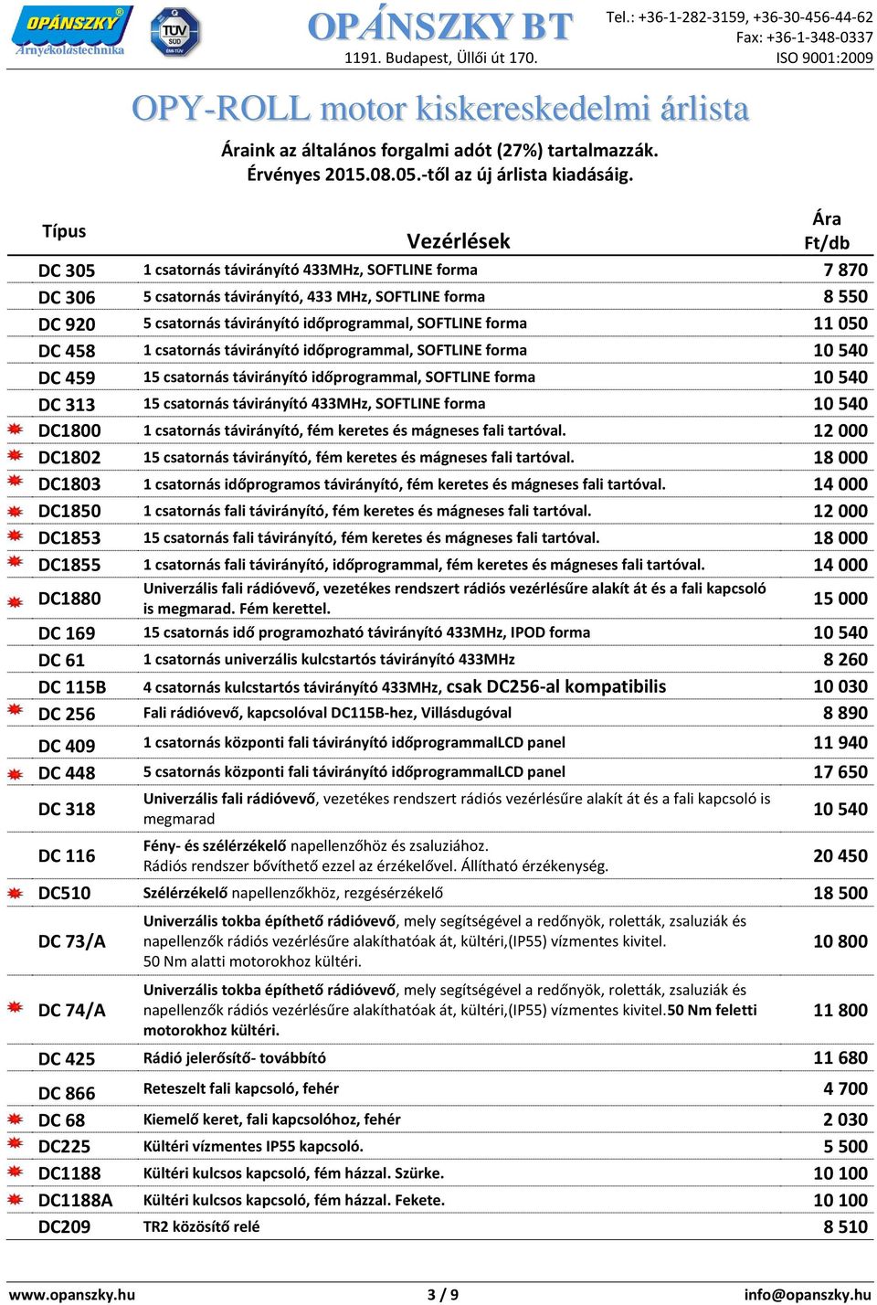 SOFTLINE forma 11 050 DC 458 1 csatornás távirányító időprogrammal, SOFTLINE forma 10 540 DC 459 15 csatornás távirányító időprogrammal, SOFTLINE forma 10 540 DC 313 15 csatornás távirányító 433MHz,