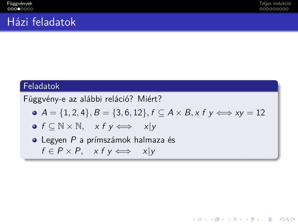 A = {1, 2, 4}, B = {3, 6, 12}, f A B, x f y