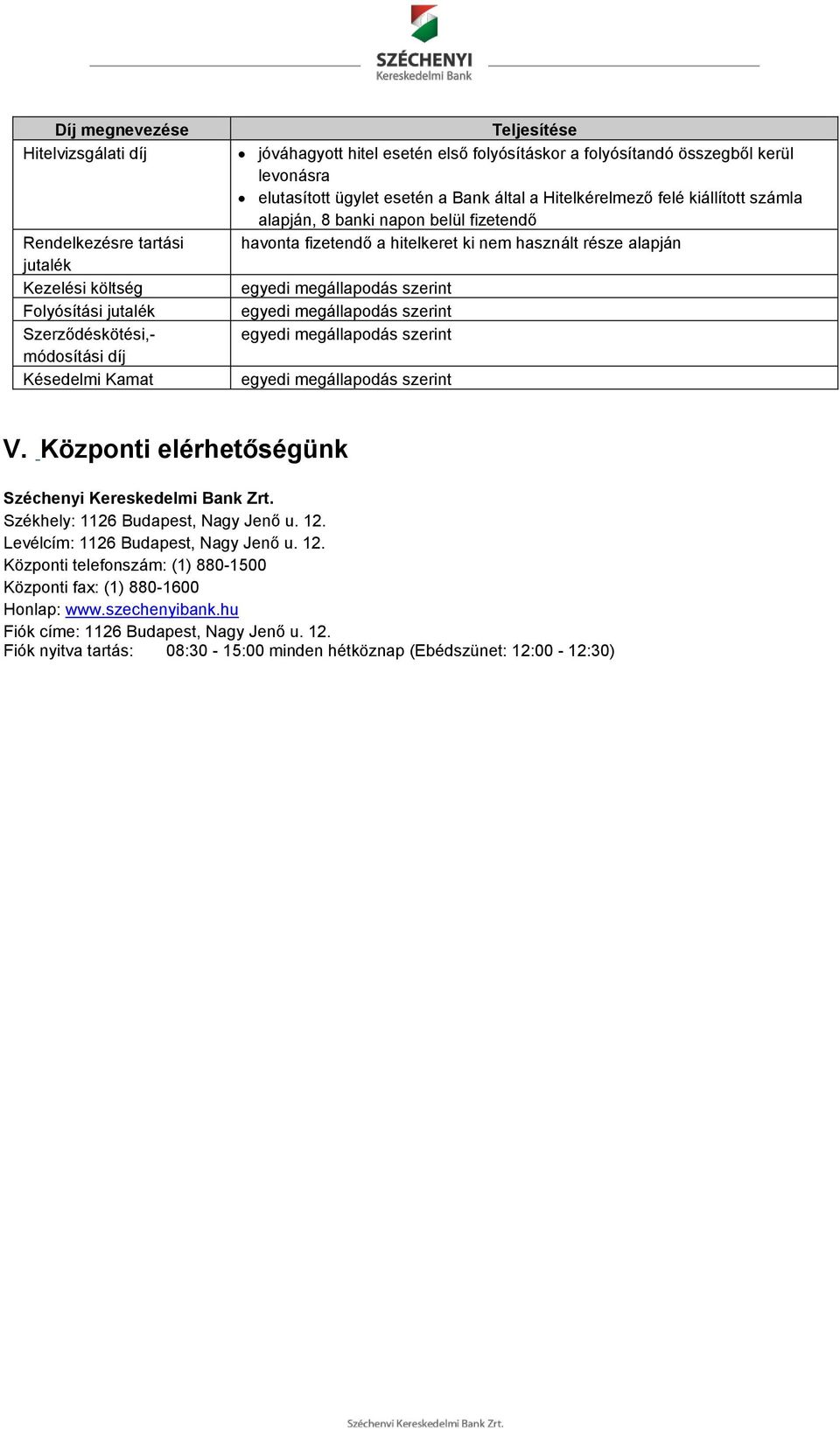 hitelkeret ki nem használt része alapján egyedi megállapodás szerint egyedi megállapodás szerint egyedi megállapodás szerint egyedi megállapodás szerint V.