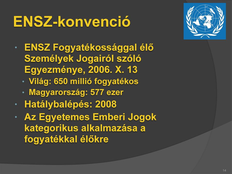 13 Világ: 650 millió fogyatékos Magyarország: 577 ezer