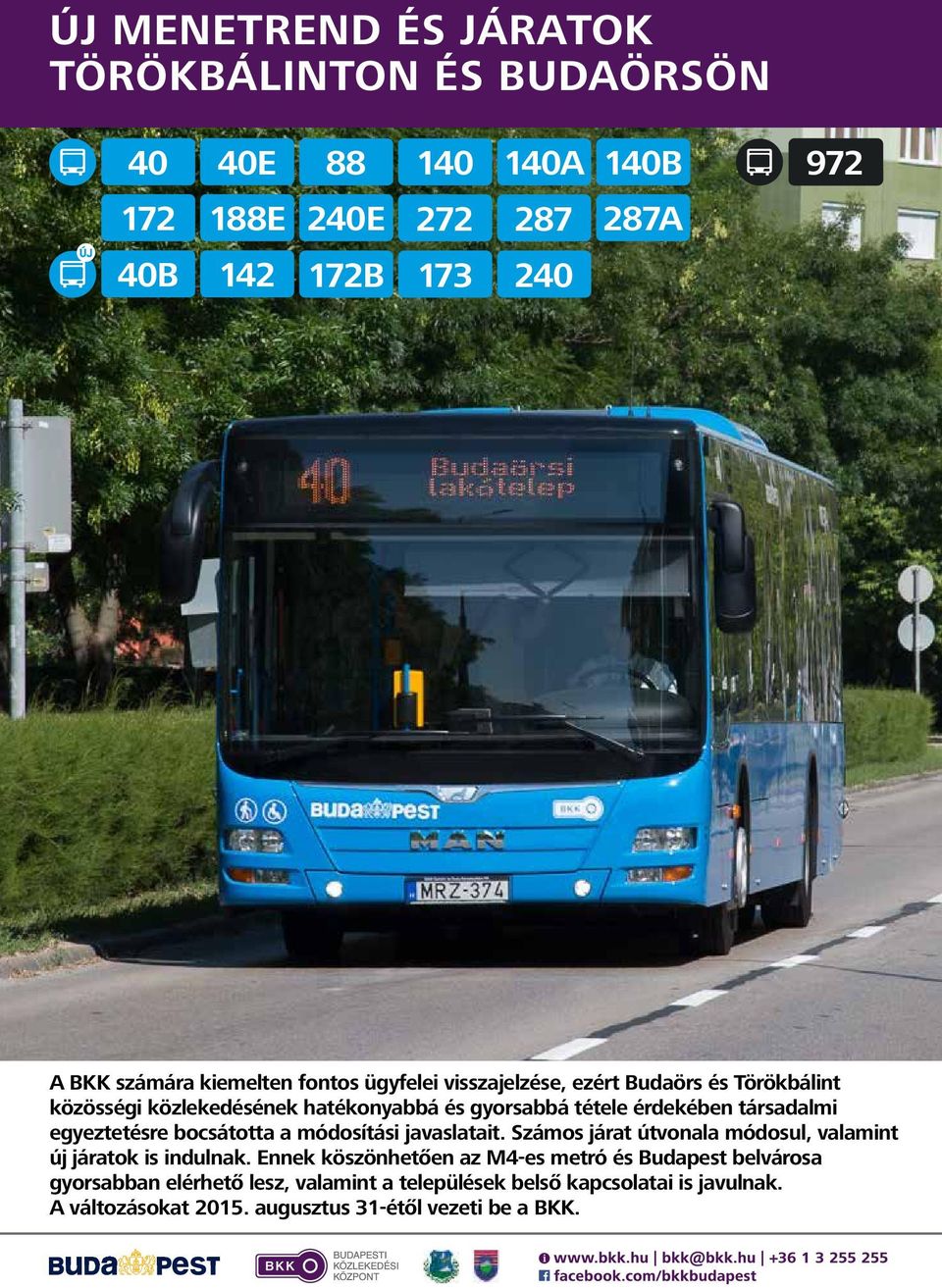 Új menetrend és járatok Törökbálinton és Budaörsön - PDF Ingyenes letöltés