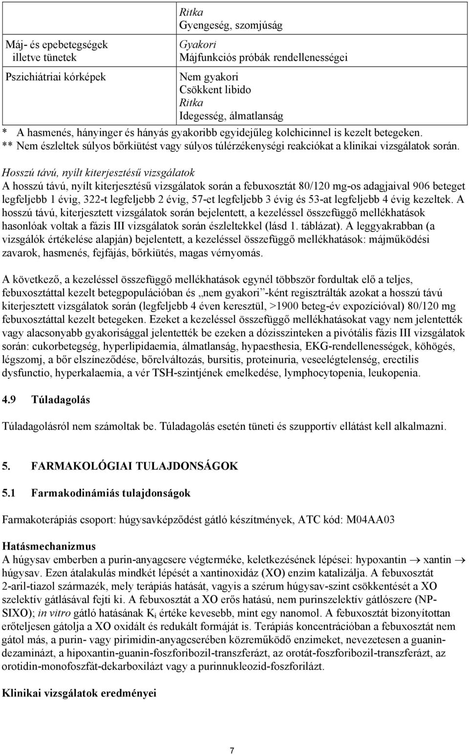 Hosszú távú, nyílt kiterjesztésű vizsgálatok A hosszú távú, nyílt kiterjesztésű vizsgálatok során a febuxosztát 80/120 mg-os adagjaival 906 beteget legfeljebb 1 évig, 322-t legfeljebb 2 évig, 57-et