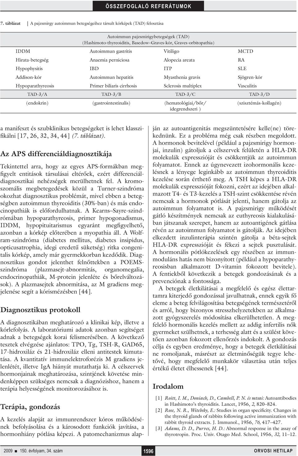 biliaris cirrhosis Sclerosis multiplex Vasculitis TAD-3/A TAD-3/B TAD-3/C TAD-3/D (endokrin) (gastrointestinalis) (hematológiai/bőr/ idegrendszeri ) (szisztémás-kollagén) a manifeszt és szubklinikus