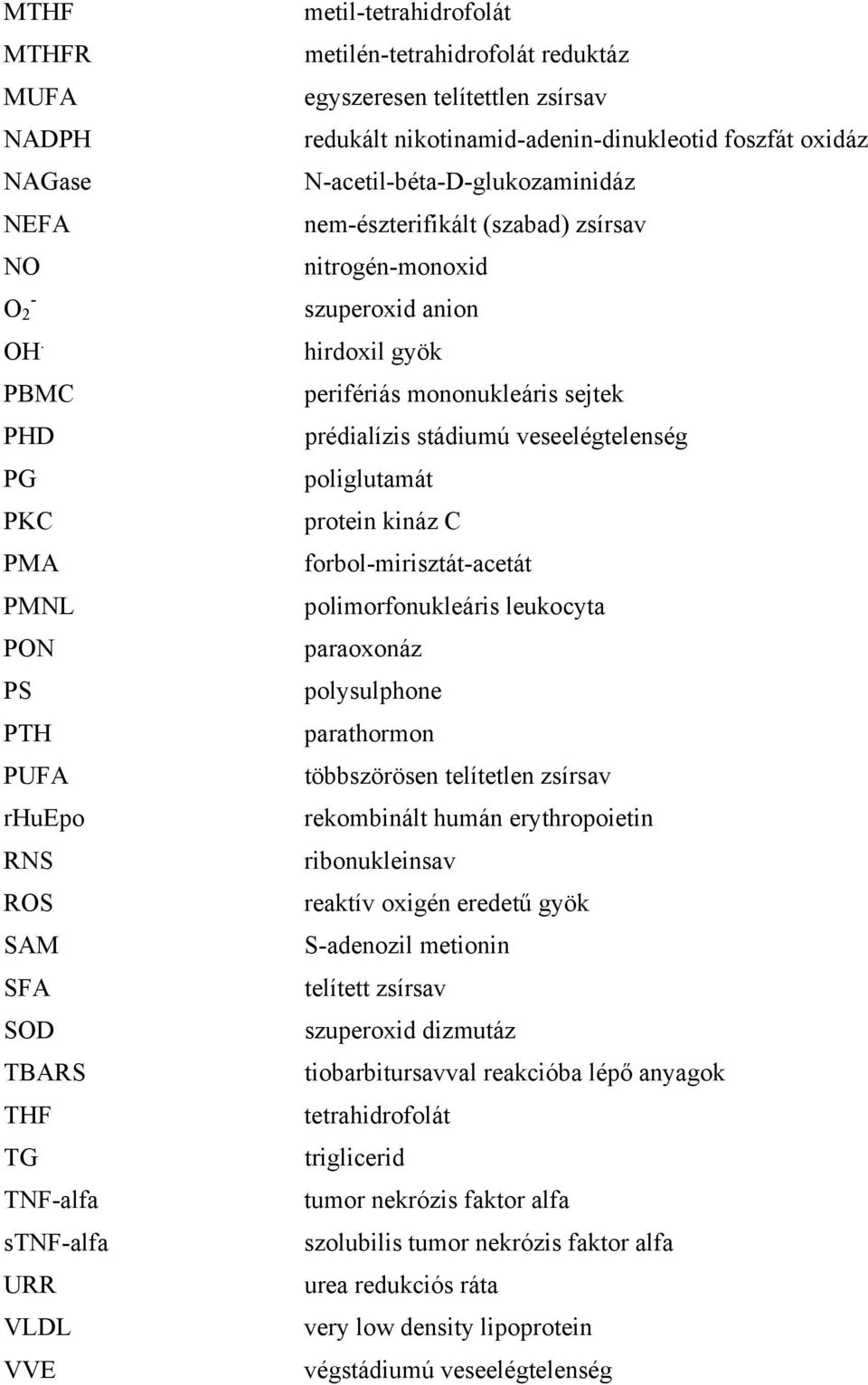 redukált nikotinamid-adenin-dinukleotid foszfát oxidáz N-acetil-béta-D-glukozaminidáz nem-észterifikált (szabad) zsírsav nitrogén-monoxid szuperoxid anion hirdoxil gyök perifériás mononukleáris