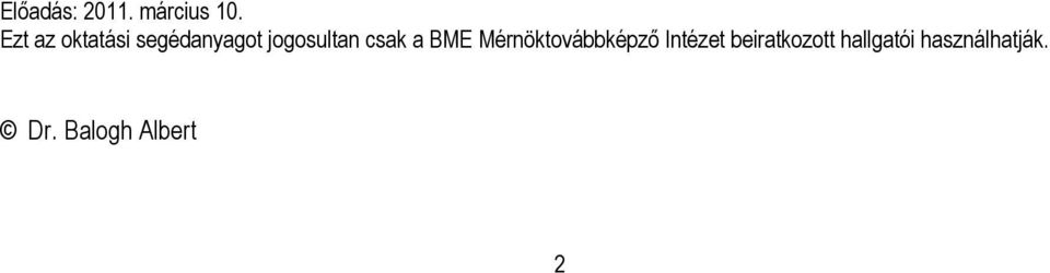 csak a BME Mérnöktovábbképző Intézet