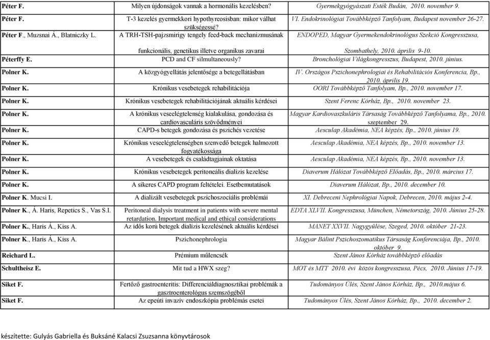 ENDOPED, Magyar Gyermekendokrinológus Szekció Kongresszusa, funkcionális, genetikus illetve organikus zavarai Szombathely, 2010. április 9-10. Péterffy E. PCD and CF silmultaneously?
