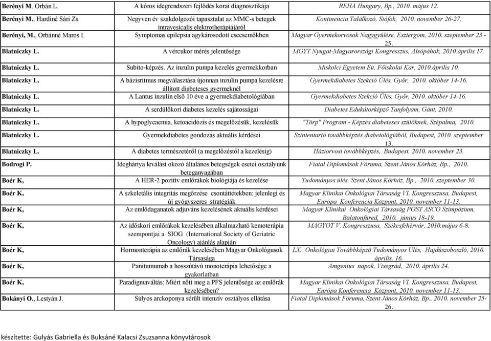 Symptomas epilepsia agykárosodott csecsemőkben Magyar Gyermekorvosok Nagygyűlése, Esztergom, 2010. szeptember 23-25. Blatniczky L.