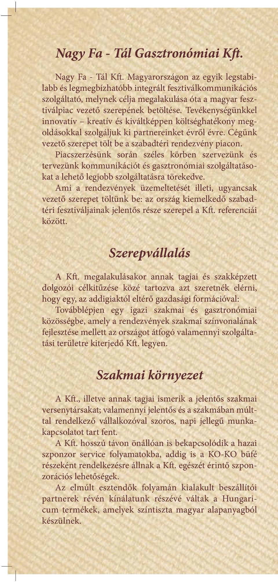 Tevékenységünkkel innovatív kreatív és kiváltképpen költséghatékony megoldásokkal szolgáljuk ki partnereinket évről évre. Cégünk vezető szerepet tölt be a szabadtéri rendezvény piacon.