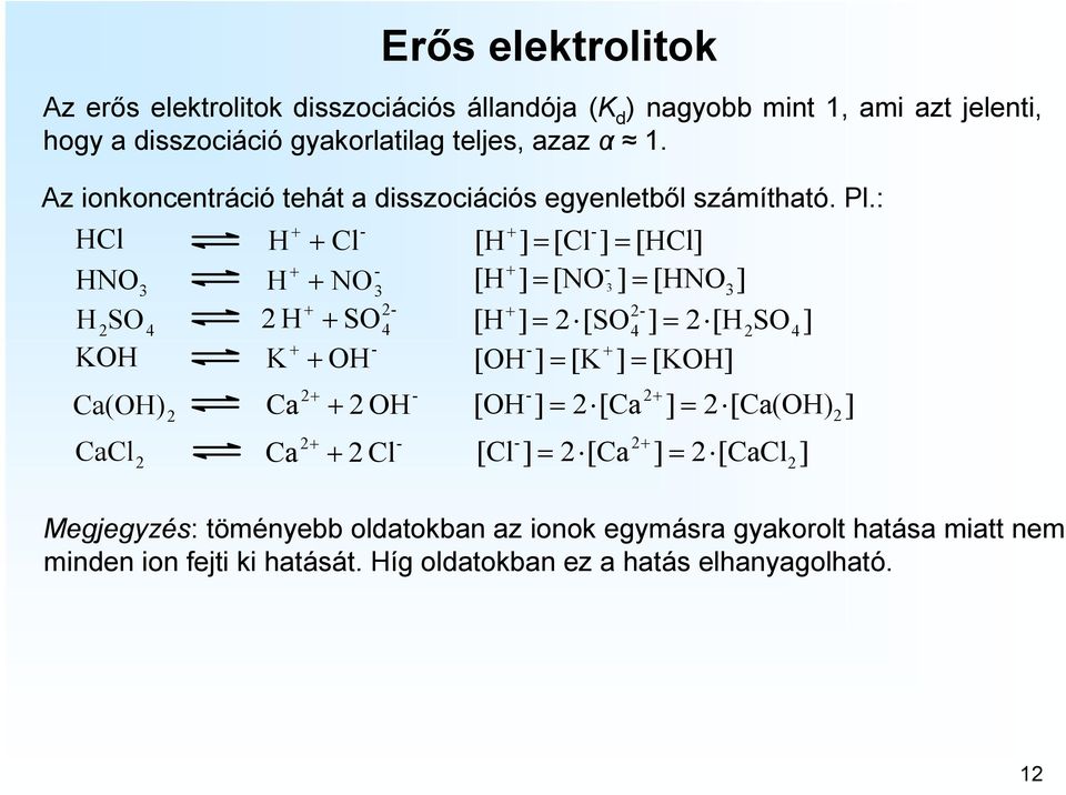 : HCl H Cl HNO H NO SO 4 H SO 4 KOH K OH H Ca(OH) CaCl [H ] [Cl ] [HCl] [H ] [NO ] [HNO [H ] [SO4 ] [HSO4] [OH ] [K ] [KOH] ] Ca OH Ca Cl