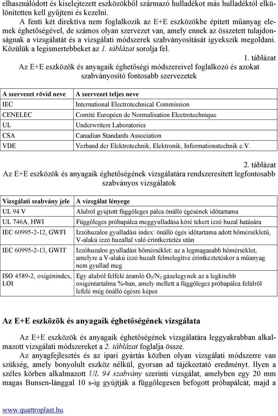 módszerek szabványosítását igyekszik megoldani. Közülük a legismertebbeket az 1.