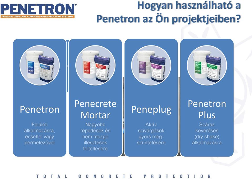 Penecrete Mortar Nagyobb repedések és nem mozgó illesztések feltöltésére