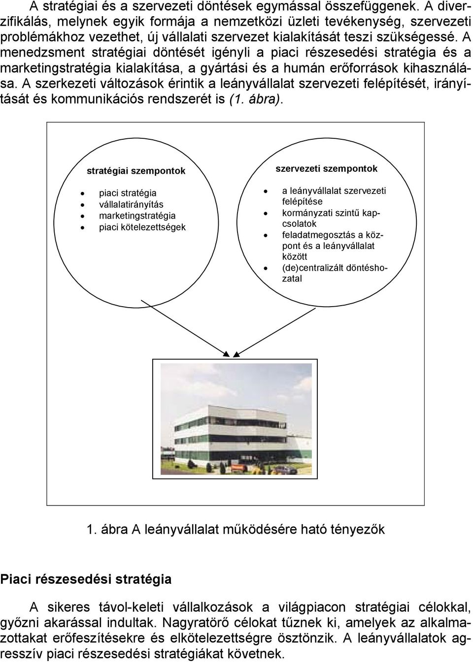 A menedzsment stratégiai döntését igényli a piaci részesedési stratégia és a marketingstratégia kialakítása, a gyártási és a humán erőforrások kihasználása.