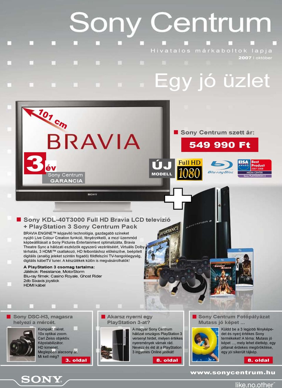 Sony KDL-40T3000 Full HD Bravia LCD televízió + PlayStation 3 Sony Centrum  Pack - PDF Ingyenes letöltés