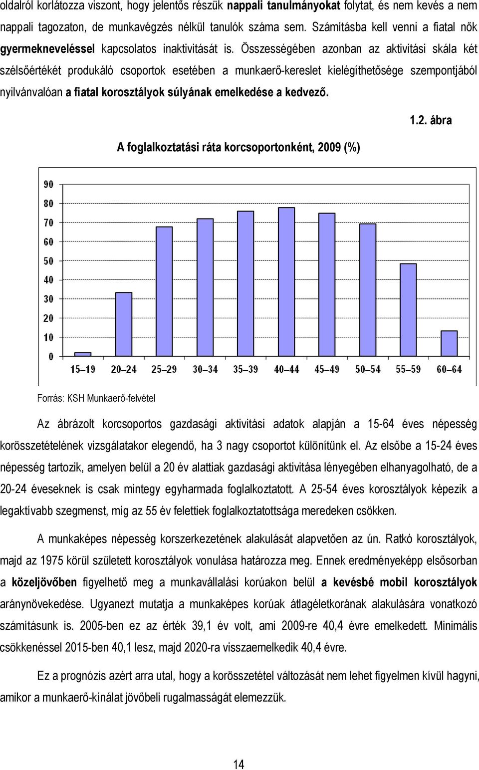 Összességében azonban az aktivitási skála két szélsıértékét produkáló csoportok esetében a munkaerı-kereslet kielégíthetısége szempontjából nyilvánvalóan a fiatal korosztályok súlyának emelkedése a