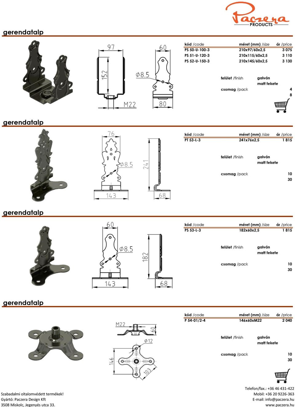 21x76x2,5 1 15 10 gerendatalp PS 53-L-3 12x60x2,5 1 15 10 gerendatalp P