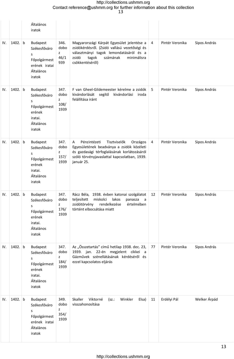 b Budapest Székesfőváro s Főpolgármest erének iratai. Általános iratok 347.