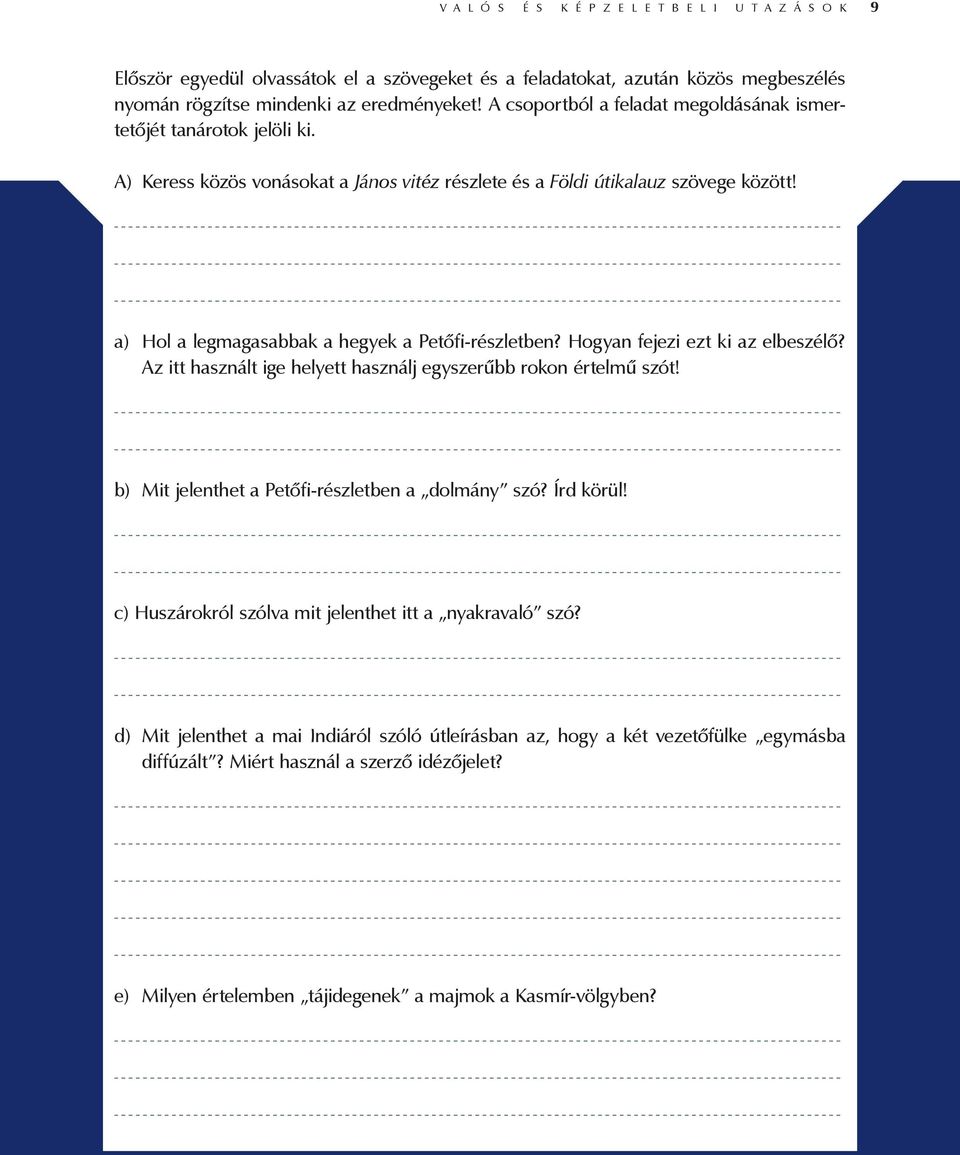 a) Hol a legmagasabbak a hegyek a Petőfi-részletben? Hogyan fejezi ezt ki az elbeszélő? Az itt használt ige helyett használj egyszerűbb rokon értelmű szót!