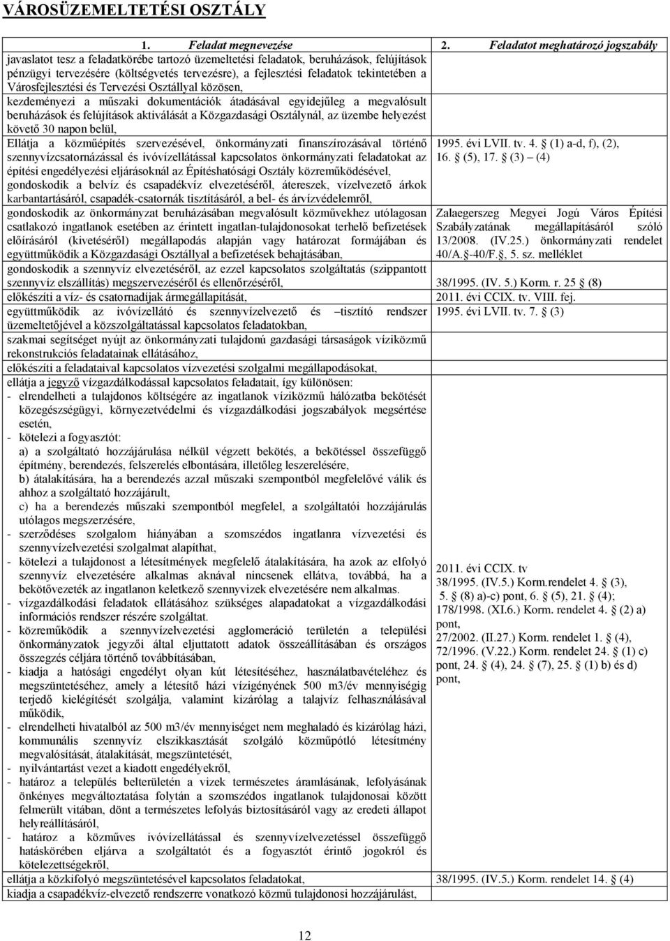 tekintetében a Városfejlesztési és Tervezési Osztállyal közösen, kezdeményezi a műszaki dokumentációk átadásával egyidejűleg a megvalósult beruházások és felújítások aktiválását a Közgazdasági