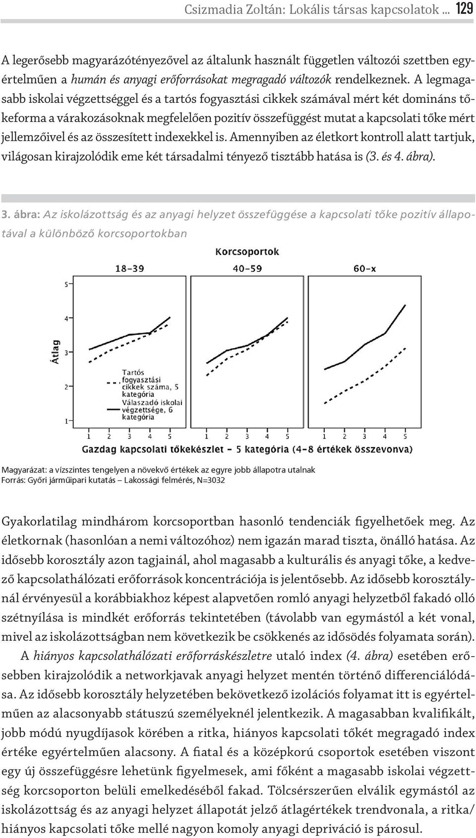 A legmagasabb iskolai végzettséggel és a tartós fogyasztási cikkek számával mért két domináns tőkeforma a várakozásoknak megfelelően pozitív összefüggést mutat a kapcsolati tőke mért jellemzőivel és