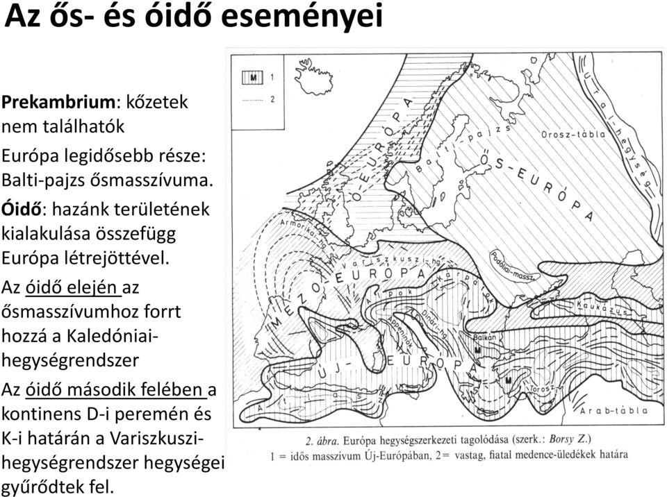 Óidő: hazánk területének kialakulása összefügg Európa létrejöttével.