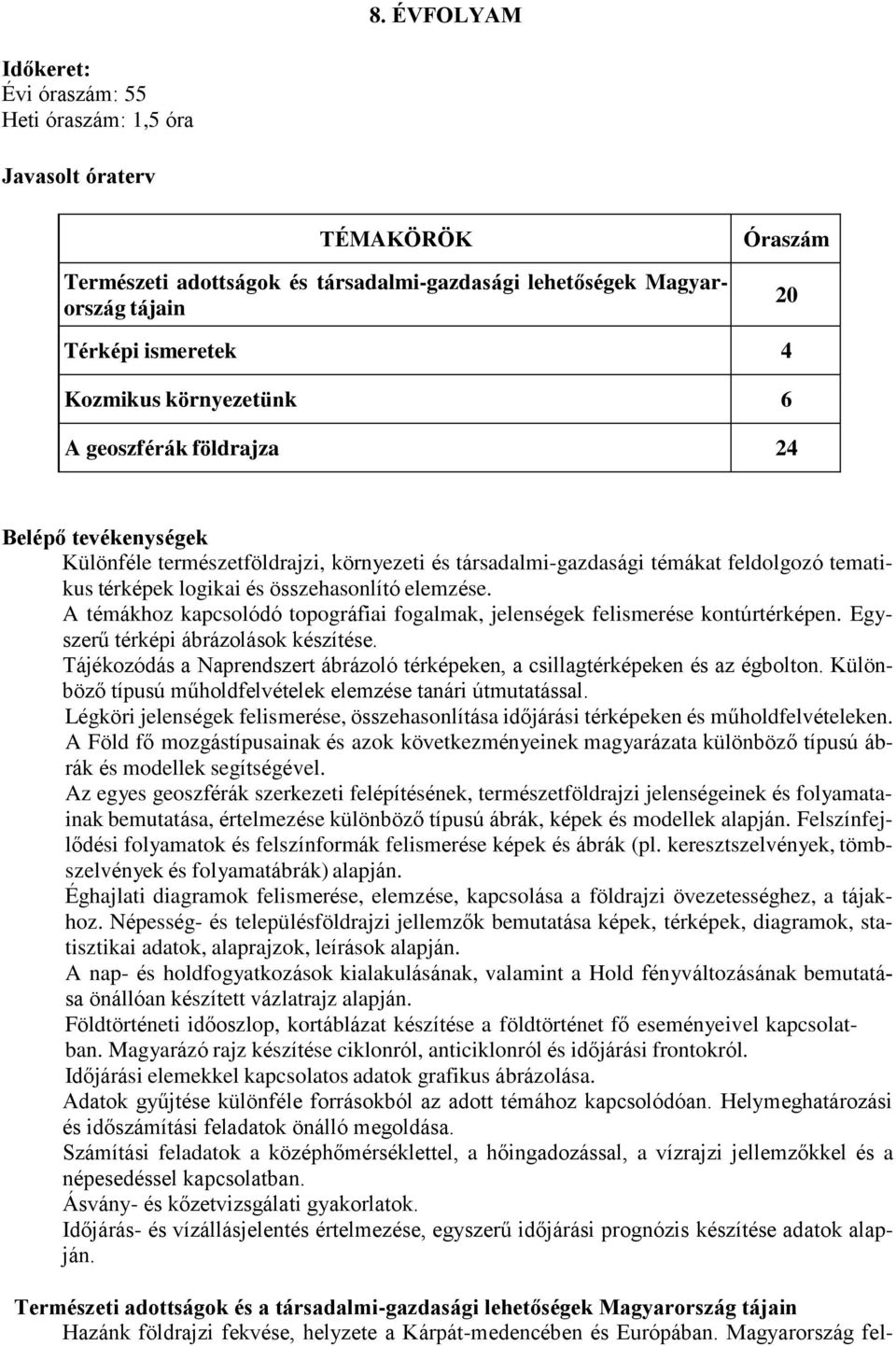 elemzése. A témákhoz kapcsolódó topográfiai fogalmak, jelenségek felismerése kontúrtérképen. Egyszerű térképi ábrázolások készítése.