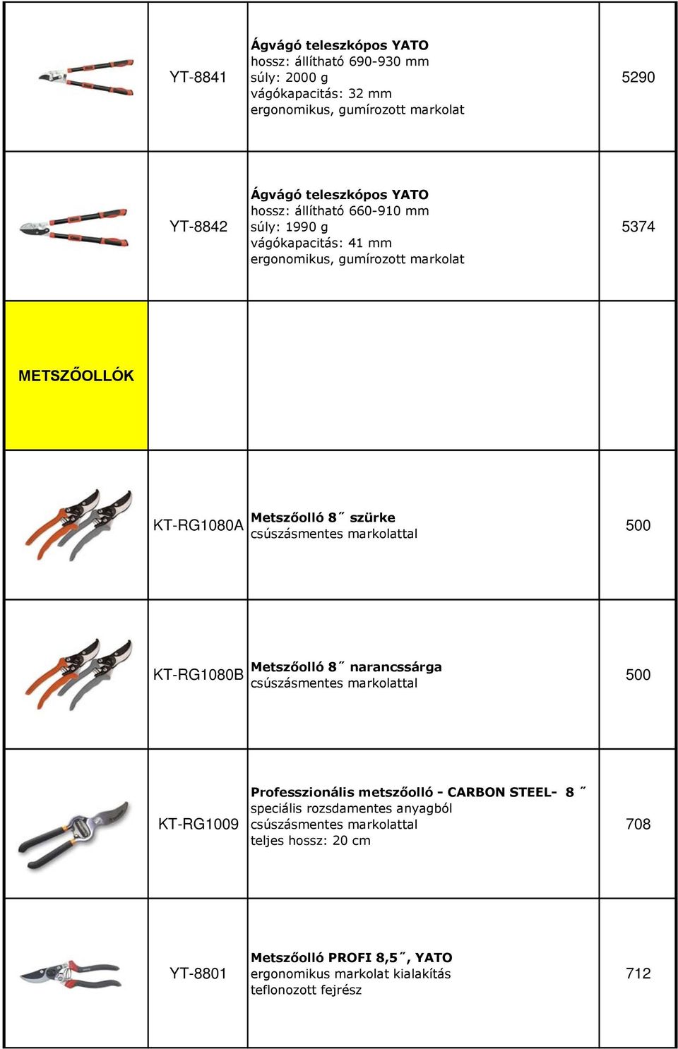 szürke csúszásmentes markolattal 500 KT-RG1080B Metszőolló 8 narancssárga csúszásmentes markolattal 500 KT-RG1009 Professzionális metszőolló - CARBON STEEL-