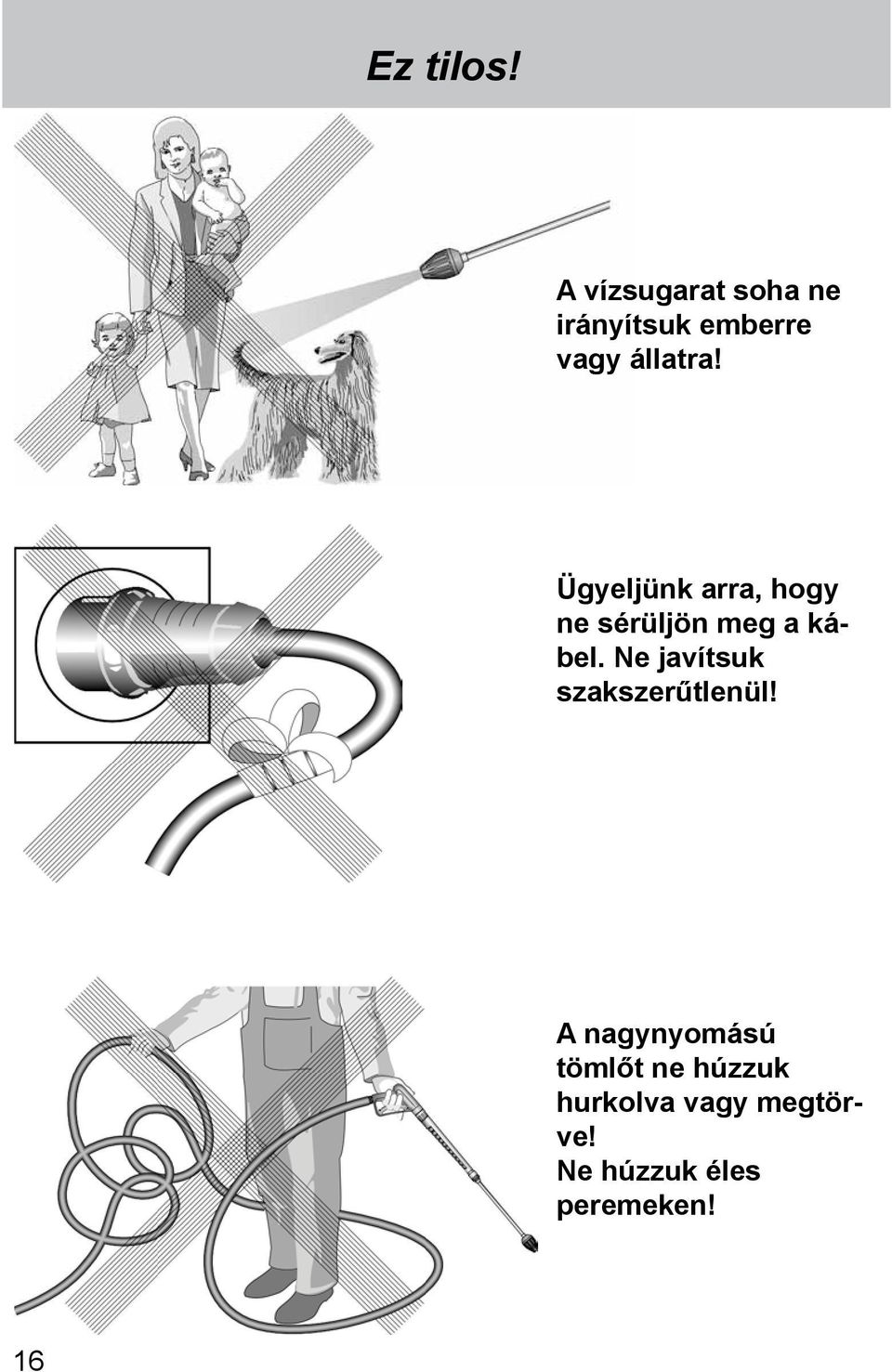 Ügyeljünk arra, hogy ne sérüljön meg a kábel.