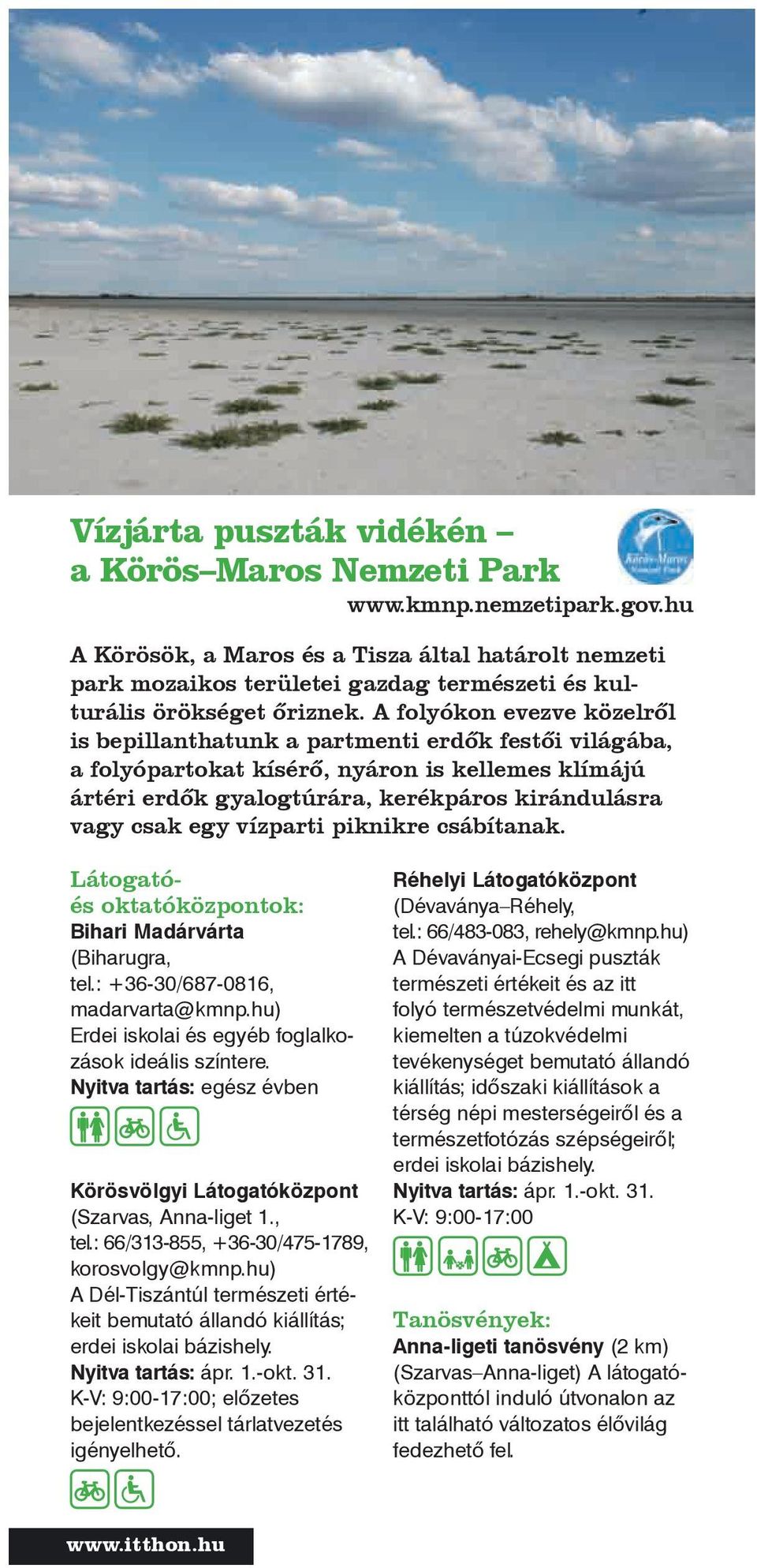 A folyókon evezve közelről is bepillanthatunk a partmenti erdők festői világába, a folyópartokat kísérő, nyáron is kellemes klímájú ártéri erdők gyalogtúrára, kerékpáros kirándulásra vagy csak egy