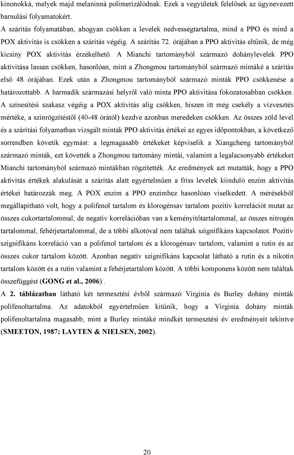 órájában a PPO aktivitás eltűnik, de még kicsiny POX aktivitás érzékelhető.