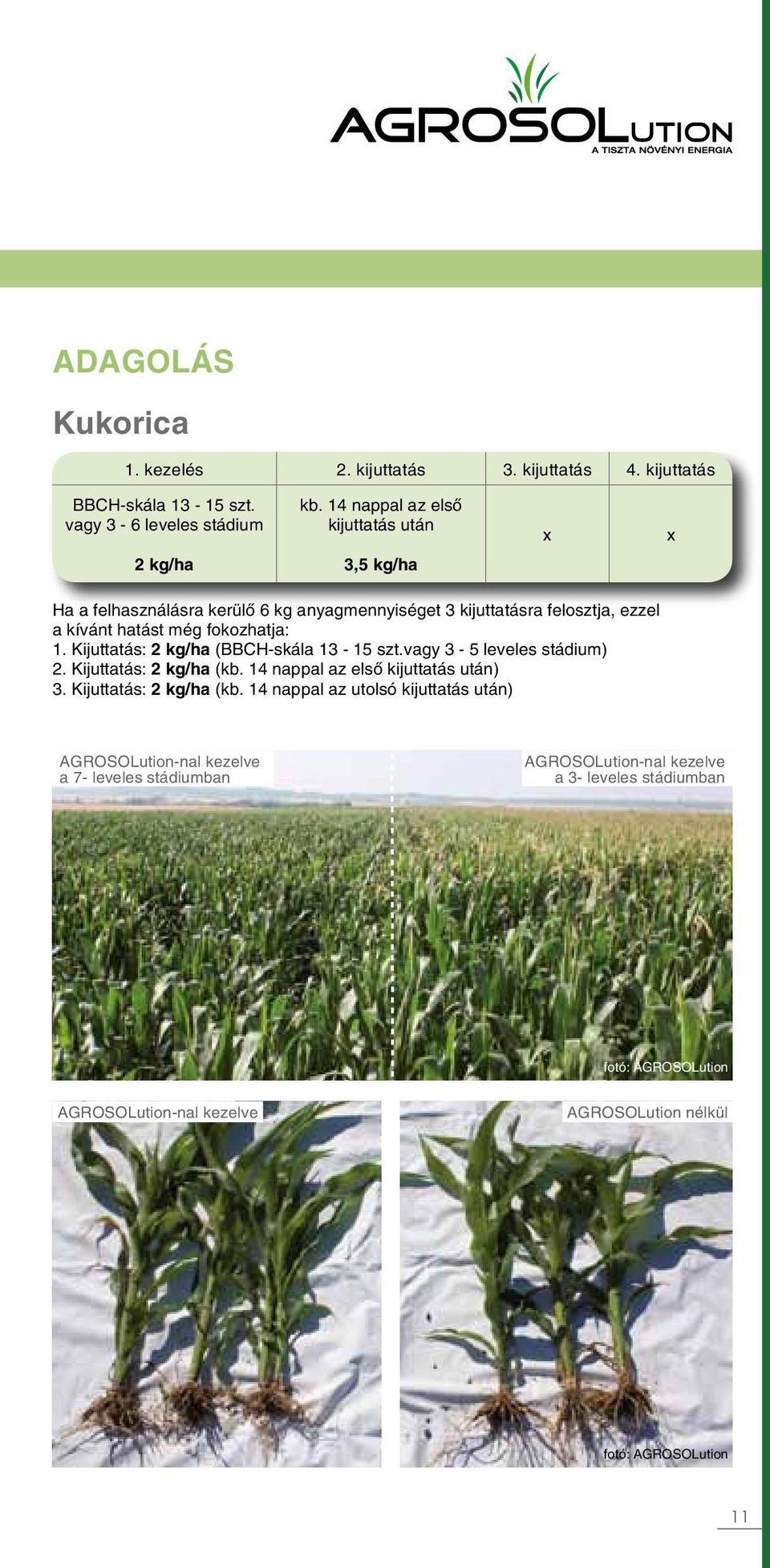 hatást még fokozhatja: 1. Kijuttatás: (BBCH-skála 13-15 szt.vagy 3-5 leveles stádium) 2. Kijuttatás: ( az első ) 3.