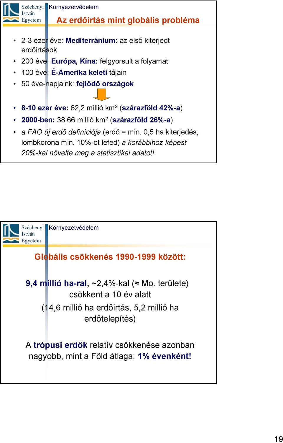 0,5 ha kiterjedés, lombkorona min. 10%-ot lefed) a korábbihoz képest 20%-kal növelte meg a statisztikai adatot!