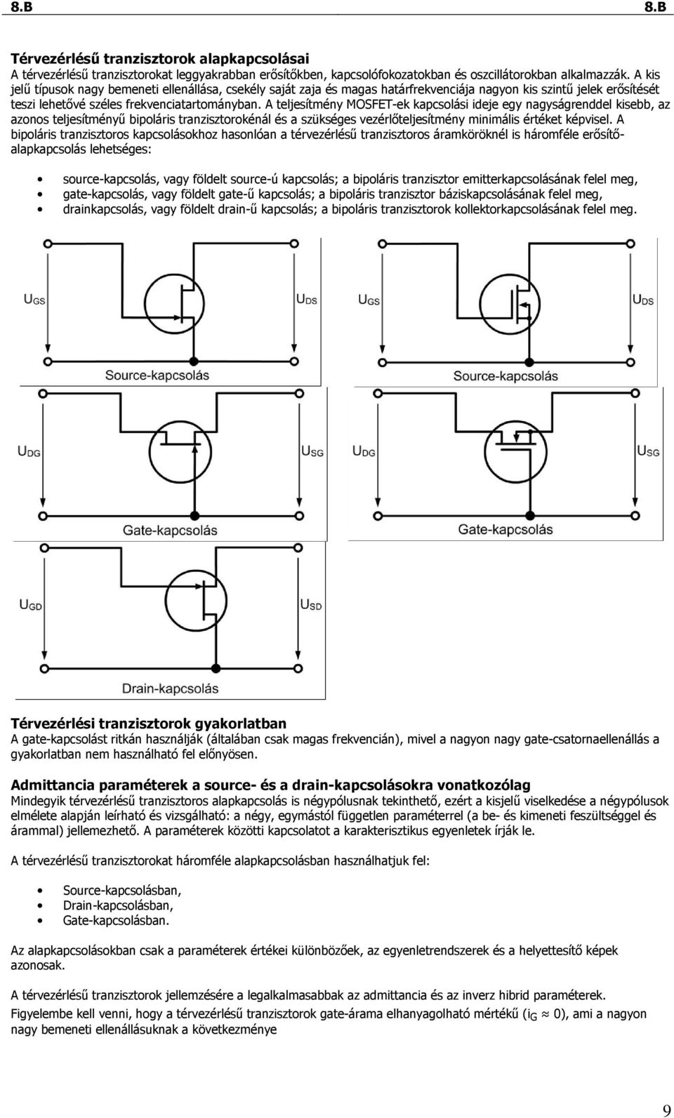 A teljesítmény MOSFET-ek kapcsolási ideje egy nagyságrenddel kisebb, az azonos teljesítményő bipoláris tranzisztorokénál és a szükséges vezérlıteljesítmény minimális értéket képvisel.