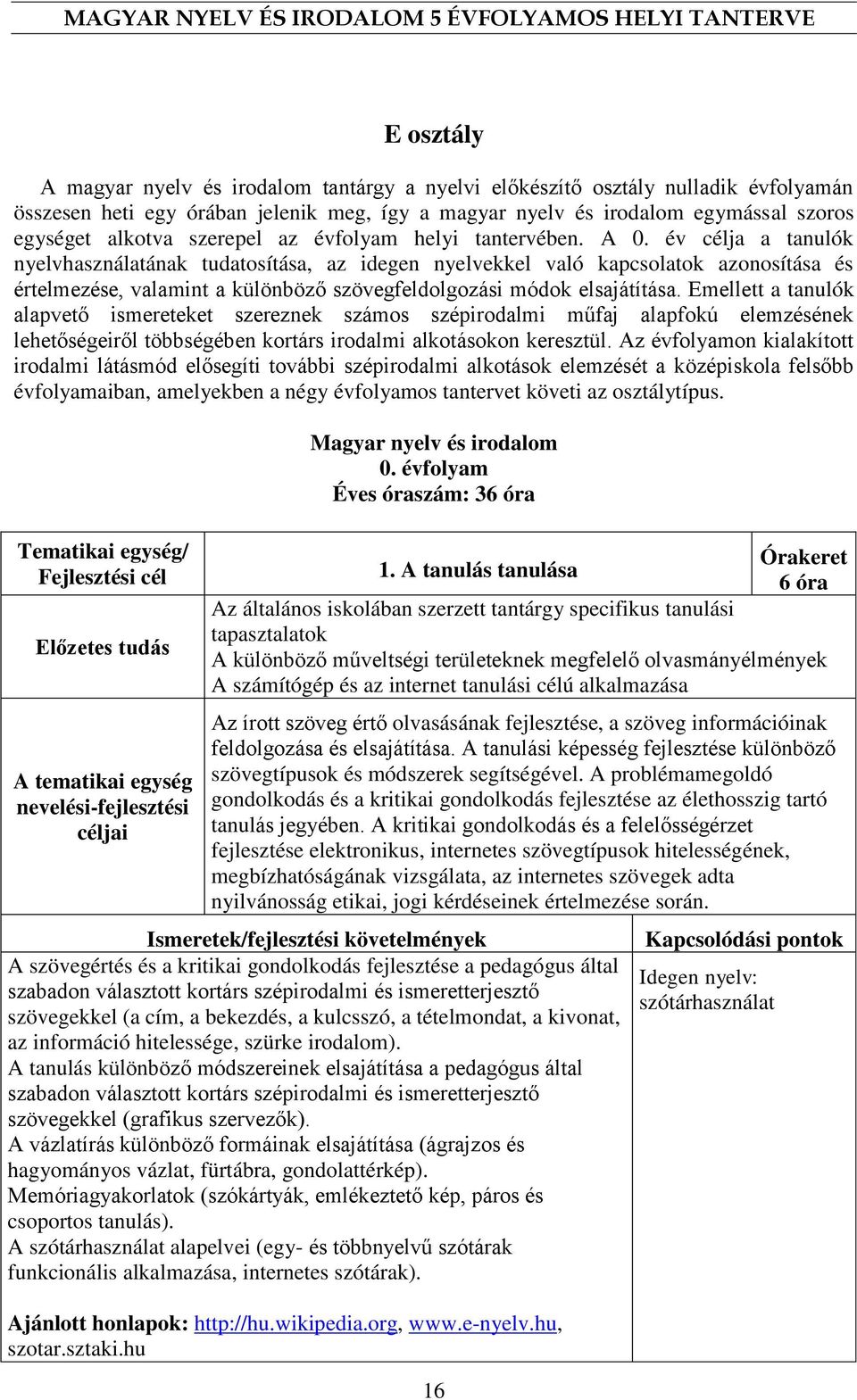 év célja a tanulók nyelvhasználatának tudatosítása, az idegen nyelvekkel való kapcsolatok azonosítása és értelmezése, valamint a különböző szövegfeldolgozási módok elsajátítása.