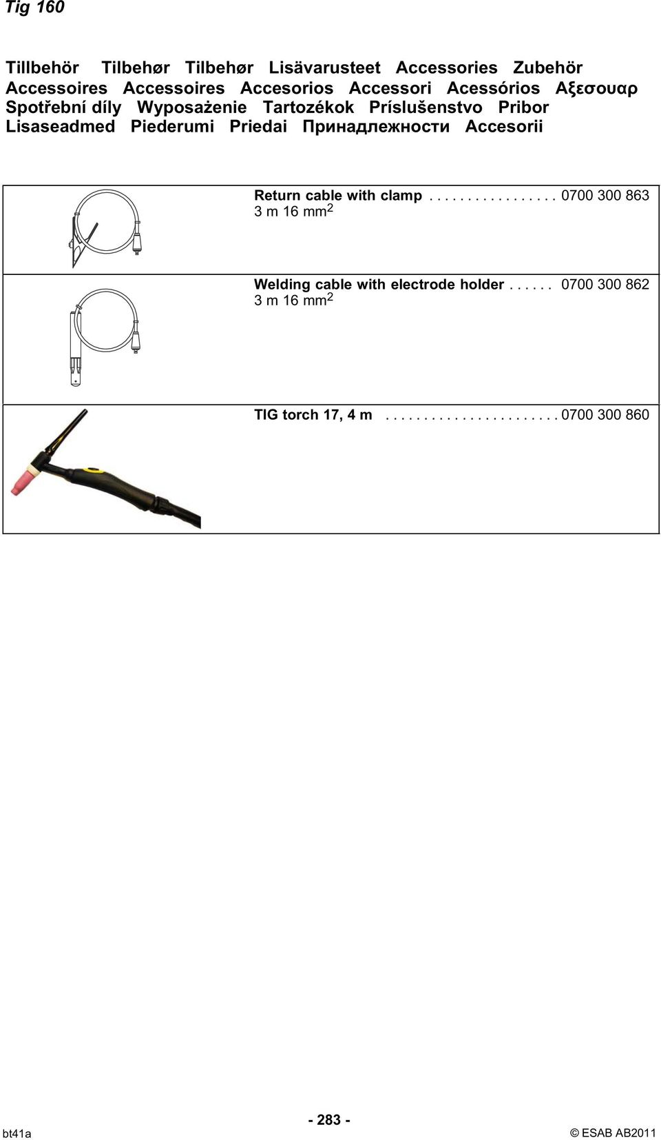 Принадлежности Accesorii ΑΞΕΣΟΥΑΡ WYPOSAŻENIE Return cable with clamp.