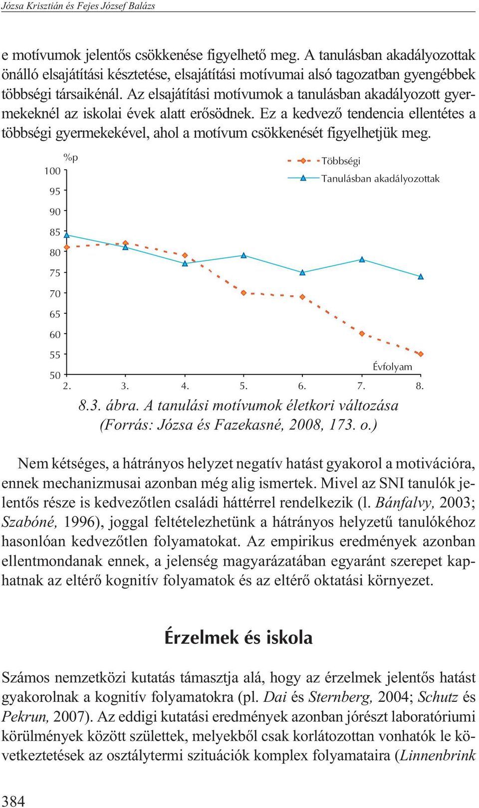 Az elsajátítási motívumok a tanulásban akadályozott gyermekeknél az iskolai évek alatt erõsödnek.