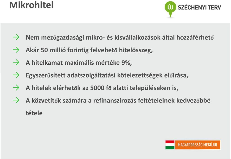 Egyszerűsített adatszolgáltatási kötelezettségek előírása, A hitelek elérhetők az