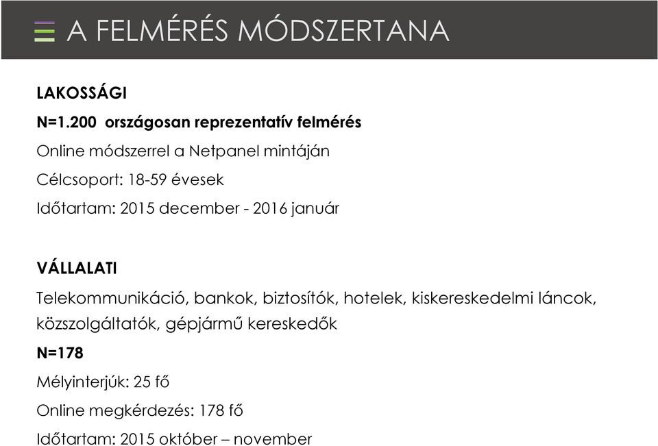 évesek Időtartam: 2015 december - 2016 január VÁLLALATI Telekommunikáció, bankok, biztosítók,