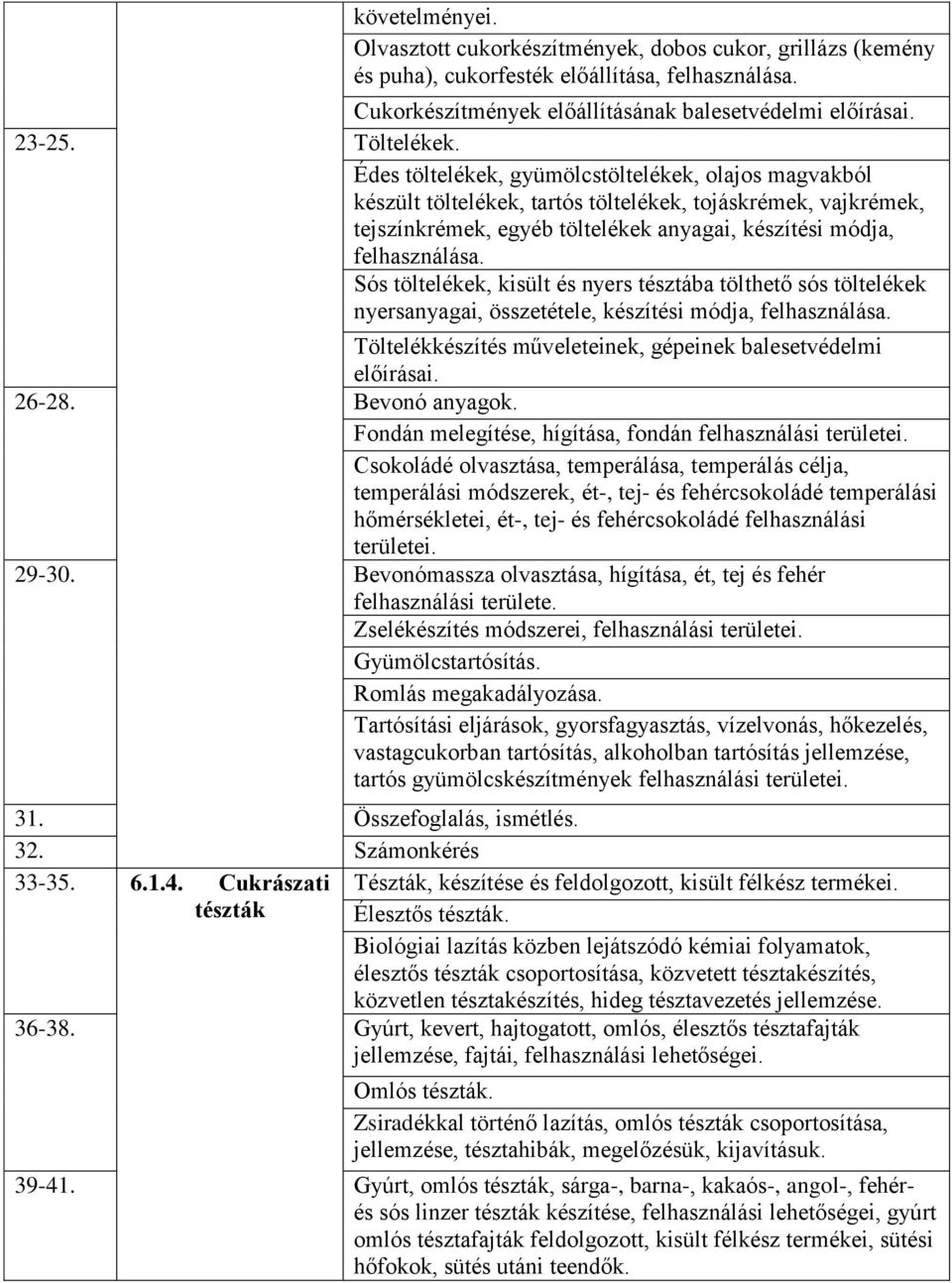 Édes töltelékek, gyümölcstöltelékek, olajos magvakból készült töltelékek, tartós töltelékek, tojáskrémek, vajkrémek, tejszínkrémek, egyéb töltelékek anyagai, készítési módja, felhasználása.