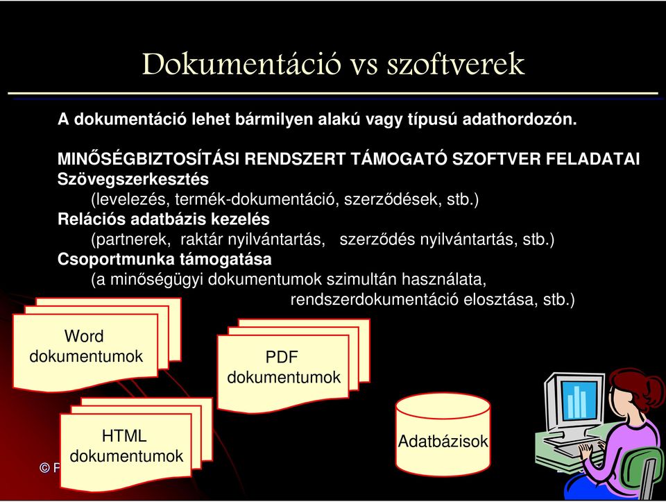 stb.) Relációs adatbázis kezelés (partnerek, raktár nyilvántartás, szerződés nyilvántartás, stb.